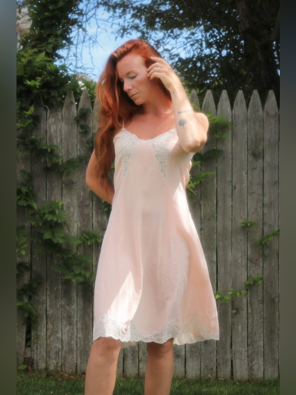 1930s peach/ pink slip dress